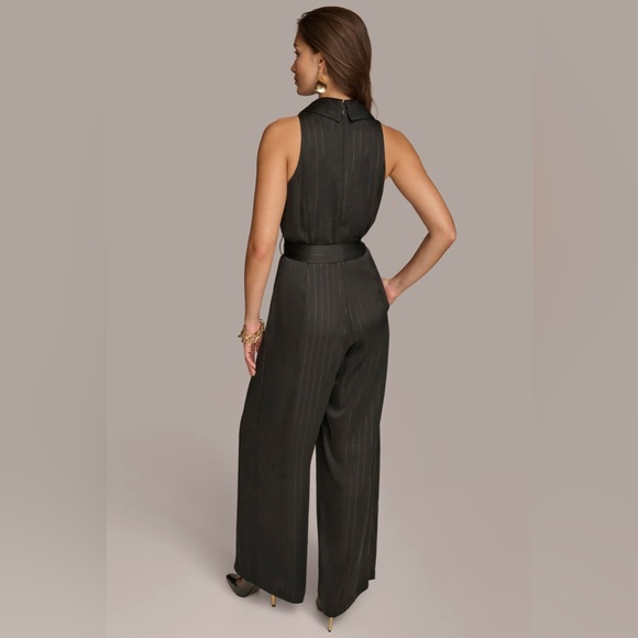 Donna Karan - V-neck Pinstripe Jumpsuit - Picture 2 of 9